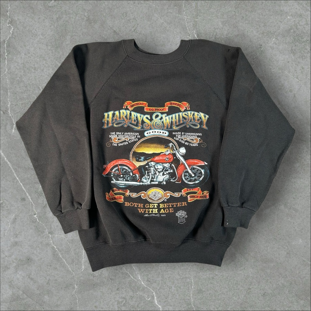 Vintage Harley Davidson Sweatshirt Mens Medium 1985 And Whiskey 3d Emblem Crew